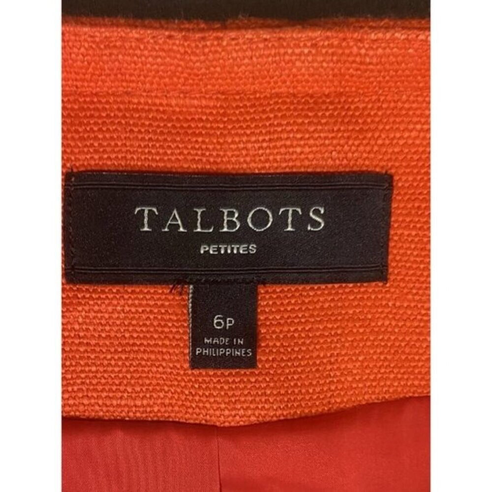 Talbots Bright Orange 100% Lined Cropped Button Front Blazer Size 6P - Picture 5 of 6